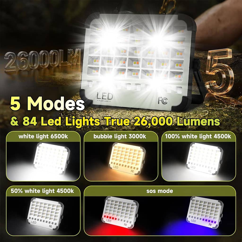 Lampe Solaire Rechargeable LED 300 W Portable et Magnétique 26000LM – مصباح محمول قابل للشحن بالطاقة الشمسية - Électronique - صورة 3