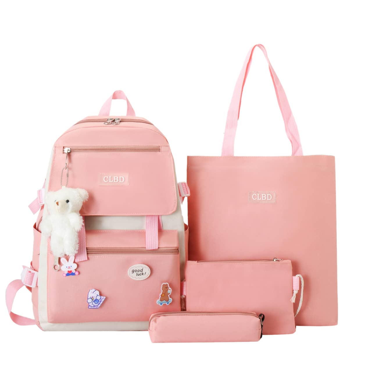 Ensemble de sacs d’école Kawai pour adolescents 4Pcs CLBD V1 Rose – محفظة 4 قطع كاواي وردي - Sac à dos et Mode - صورة 2
