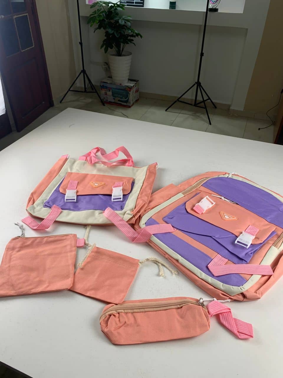 Ensemble de sacs d’école Kawai pour adolescents 5Pcs Guiyu V1 Rose – محفظة 5 قطع كاواي وردي - Sac à dos et Mode - صورة 5