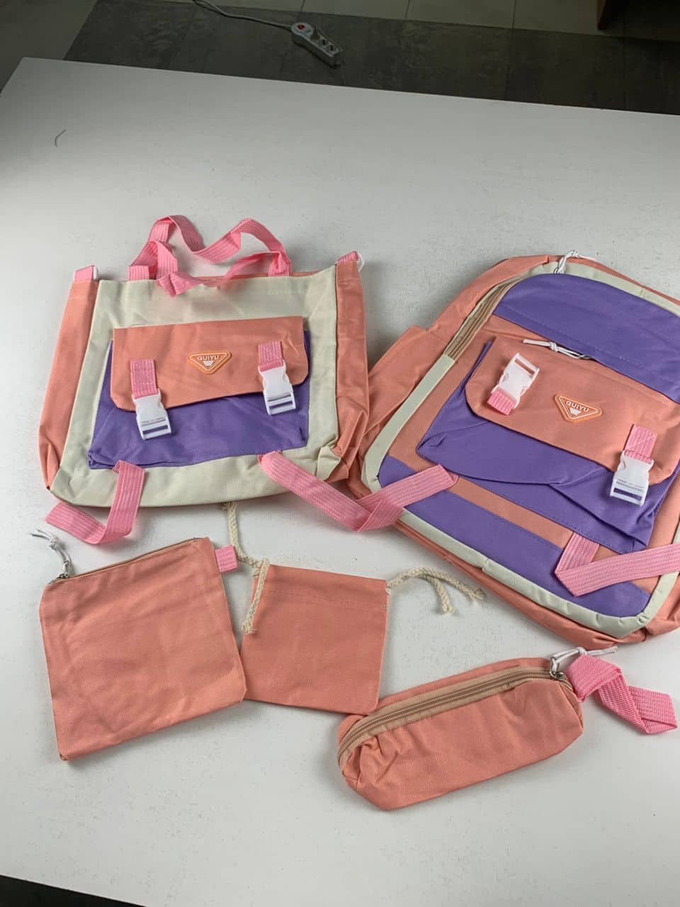 Ensemble de sacs d’école Kawai pour adolescents 5Pcs Guiyu V1 Rose – محفظة 5 قطع كاواي وردي - Sac à dos et Mode - صورة 6
