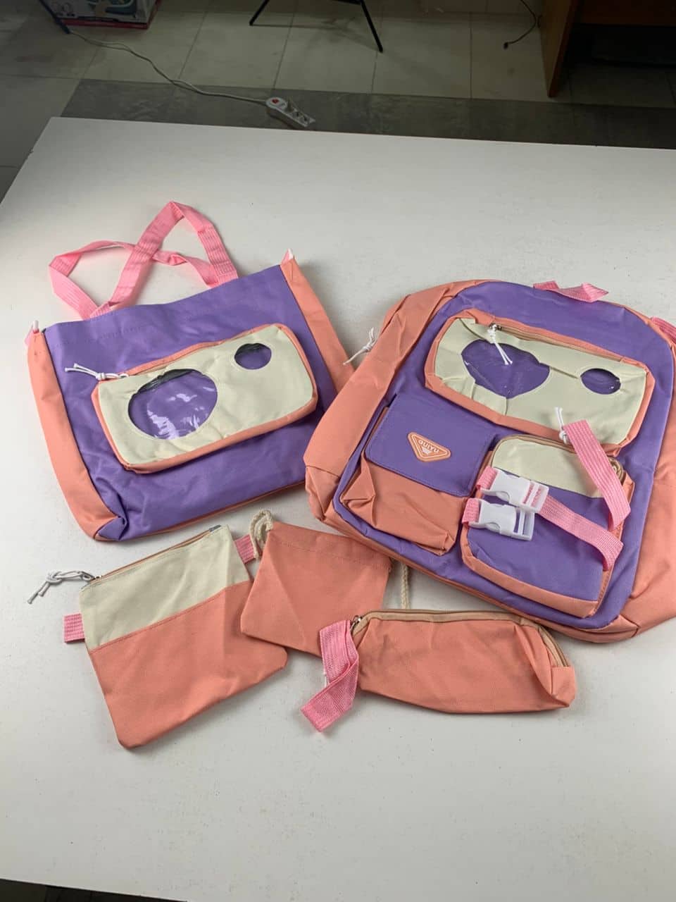 Ensemble de sacs d’école Kawai pour adolescents 5Pcs Guiyu V2 Rose – محفظة 5 قطع كاواي وردي - Sac à dos et Mode - صورة 4