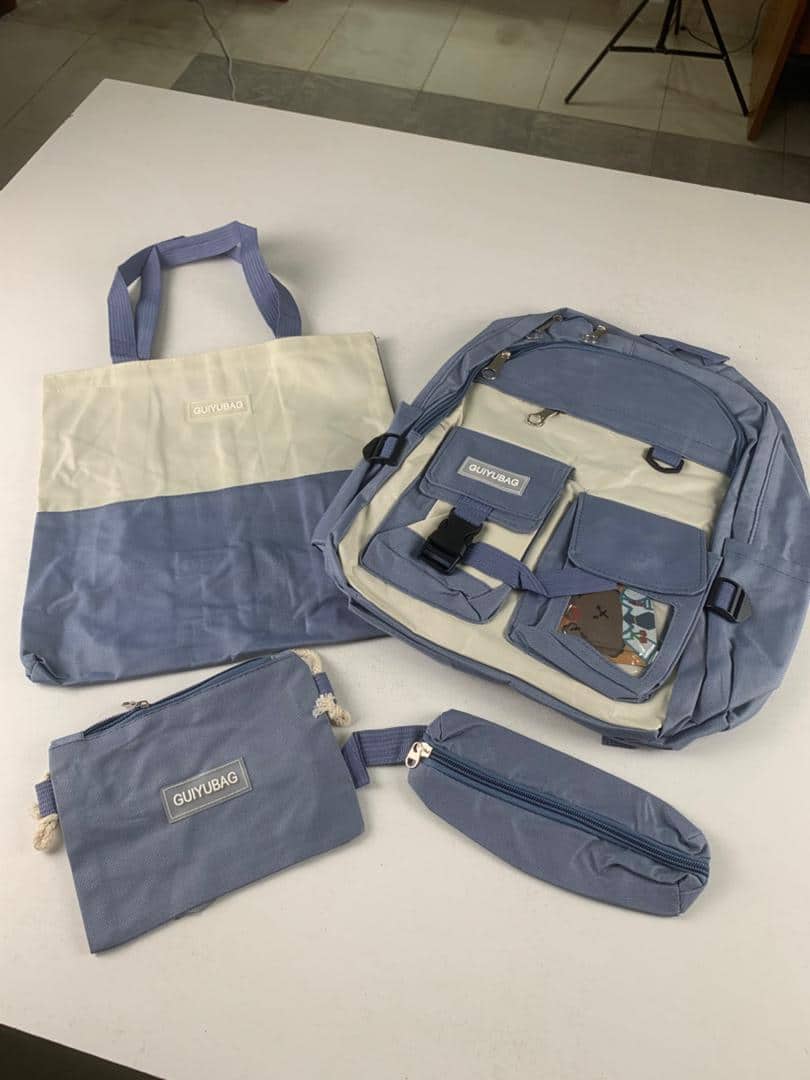 Ensemble de sacs d’école Kawai pour adolescents 4Pcs Guiyu V3 Bleu – محفظة 4 قطع كاواي أزرق - Sac à dos et Mode - صورة 4