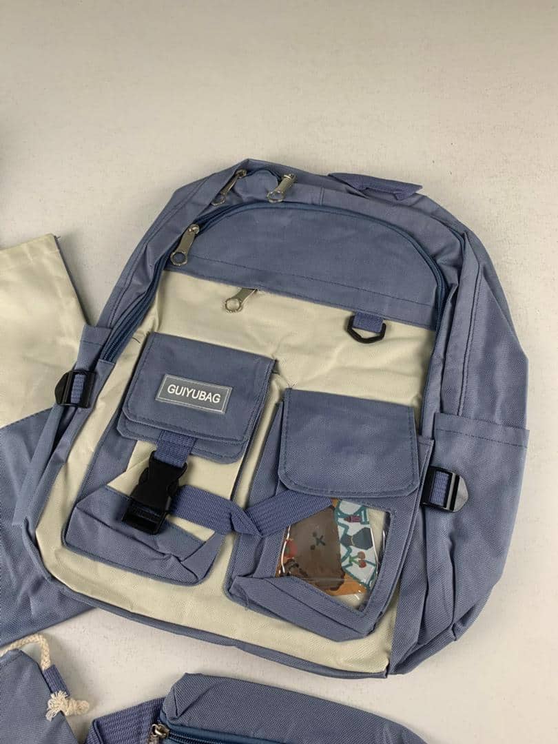 Ensemble de sacs d’école Kawai pour adolescents 4Pcs Guiyu V3 Bleu – محفظة 4 قطع كاواي أزرق - Sac à dos et Mode - صورة 5