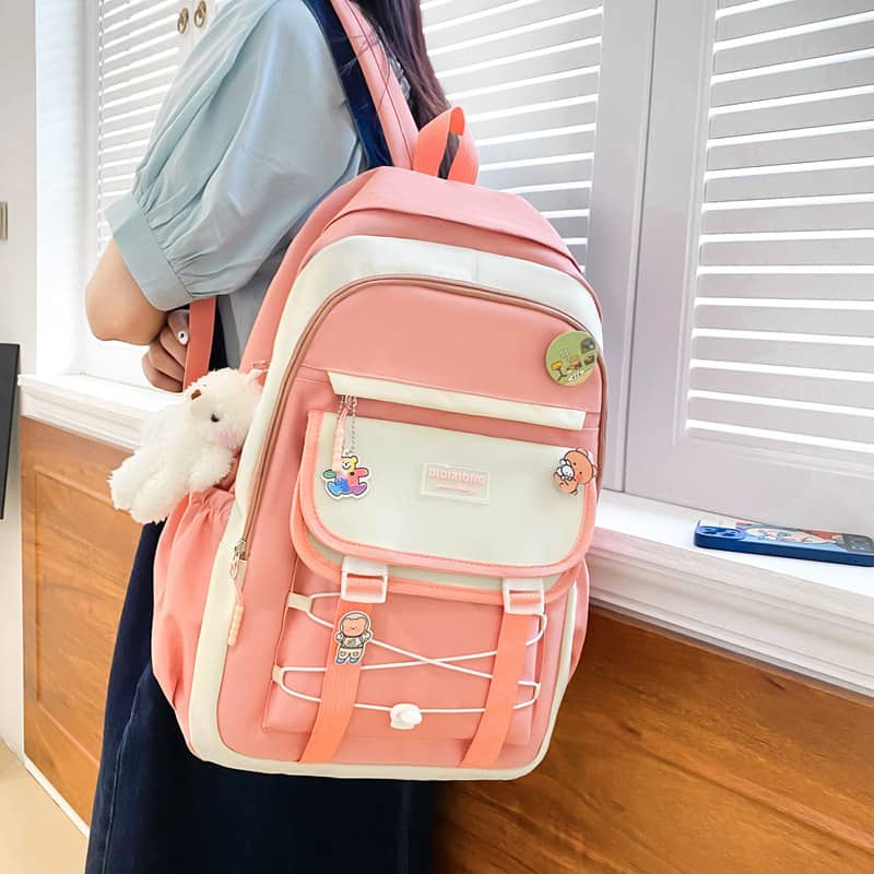 Ensemble de sacs d’école Kawai pour adolescents 4Pcs GUORANCHAO Rose – محفظة 4 قطع كاواي وردي - Sac à dos et Mode - صورة 3