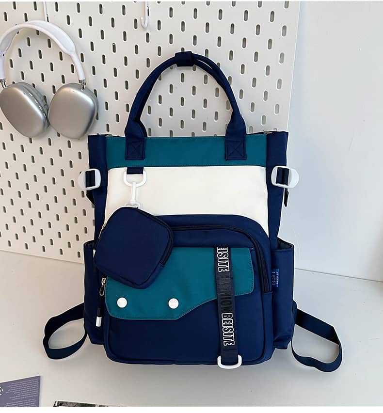 Ensemble de sacs d’école Kawai pour Enfants 2Pcs Avec Pochette Bleu – محفظة 2 قطع كاواي مع محفظة صغيرة أزرق - Sac à dos et Mode - صورة 2