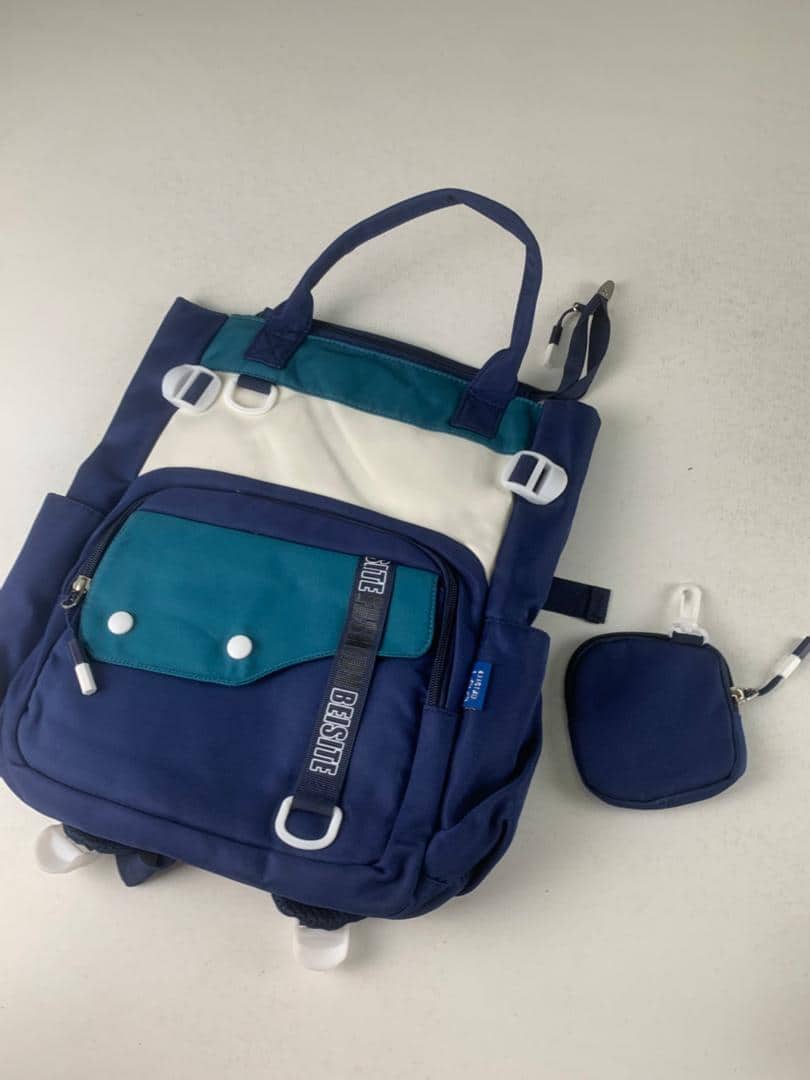 Ensemble de sacs d’école Kawai pour Enfants 2Pcs Avec Pochette Bleu – محفظة 2 قطع كاواي مع محفظة صغيرة أزرق - Sac à dos et Mode - صورة 4