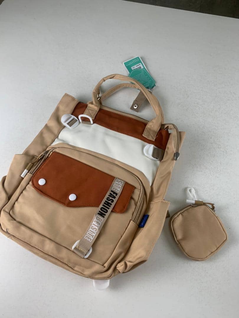 Ensemble de sacs d’école Kawai pour Enfants 2Pcs Avec Pochette Beige – محفظة 2 قطع كاواي مع محفظة صغيرة بيج - Sac à dos et Mode - صورة 5