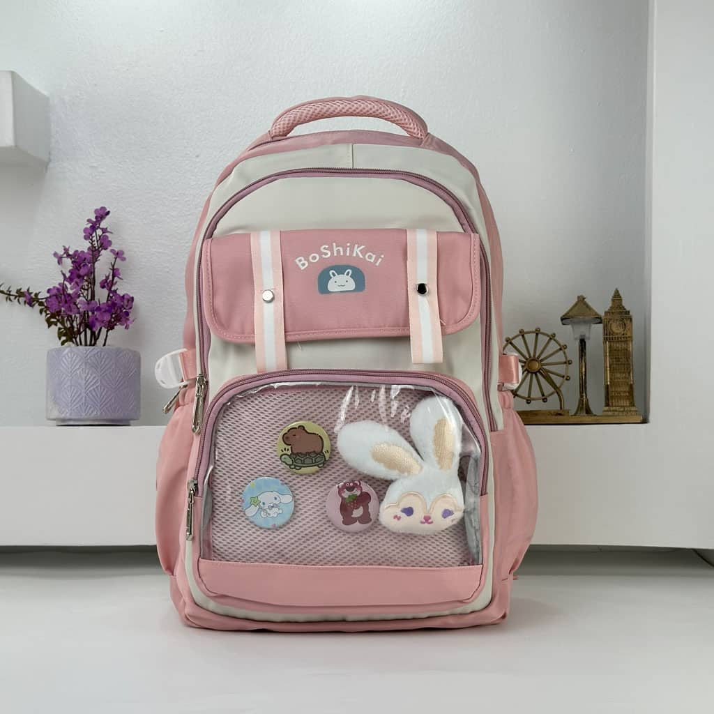 Sac à Dos Scolaire pour Enfants Style Kawaii BoShiKai Rose – حقيبة ظهر مدرسية للأطفال وردي - Sac à dos et Mode - صورة 2