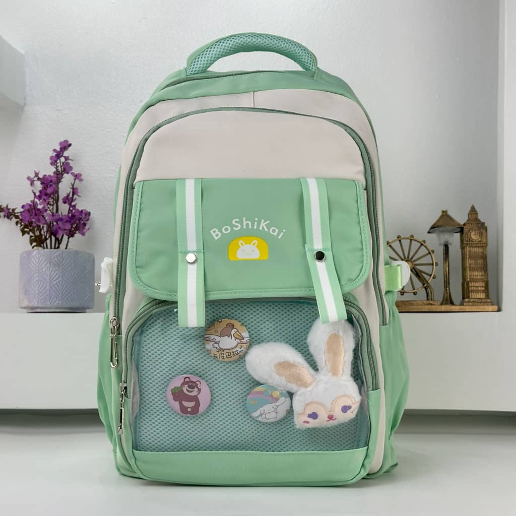 Sac à Dos Scolaire pour Enfants Style Kawaii BoShiKai Vert – حقيبة ظهر مدرسية للأطفال أخضر - Sac à dos et Mode - صورة 5