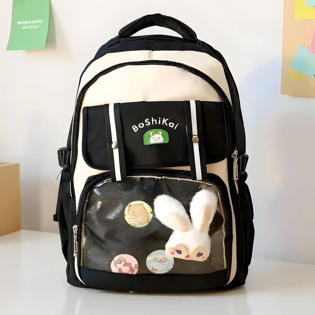 Sac à Dos Scolaire pour Enfants Style Kawaii BoShiKai Noir – حقيبة ظهر مدرسية للأطفال أسود - Sac à dos et Mode - صورة 2