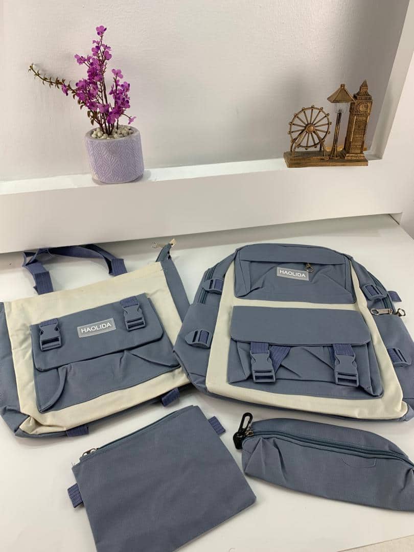 Ensemble de sacs d’école Kawai pour adolescents 4Pcs HAOLIDA V2 Bleu – محفظة 4 قطع كاواي أزرق - Sac à dos et Mode - صورة 4