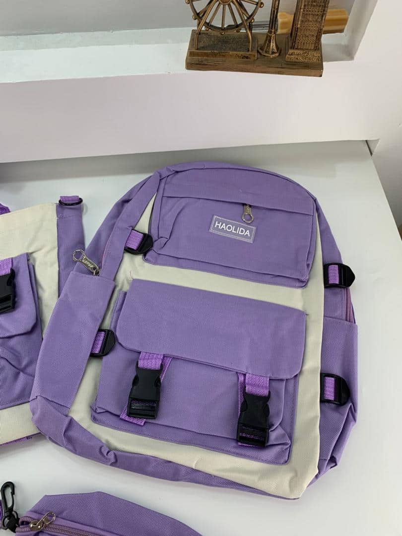 Ensemble de sacs d’école Kawai pour adolescents 4Pcs HAOLIDA V2 Mauve – محفظة 4 قطع كاواي بنفسجي - Sac à dos et Mode - صورة 5