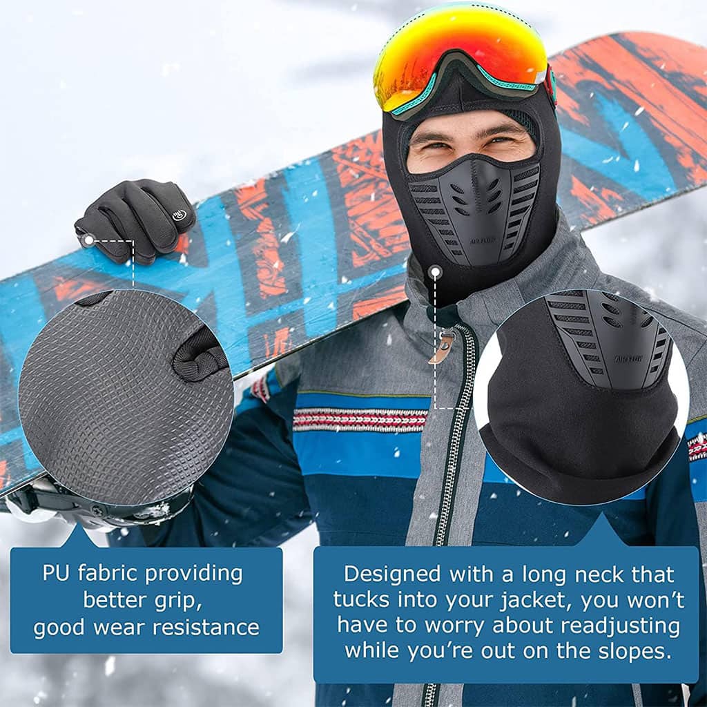 Pack Cagoule d’hiver Excefore avec gants thermiques pour écran tactile – طقم قناع وجه مع قفازات شتوية - Maison - صورة 3