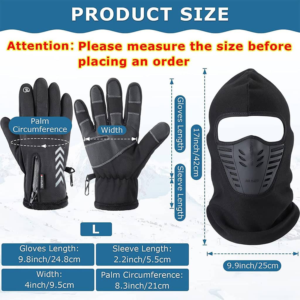Pack Cagoule d’hiver Excefore avec gants thermiques pour écran tactile – طقم قناع وجه مع قفازات شتوية - Maison - صورة 6