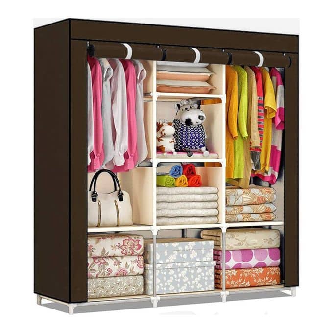 Armoire De Rangement et Penderie 7 Étages Porte Cintres Et Rideau Anti-Poussière - Maison - صورة 6
