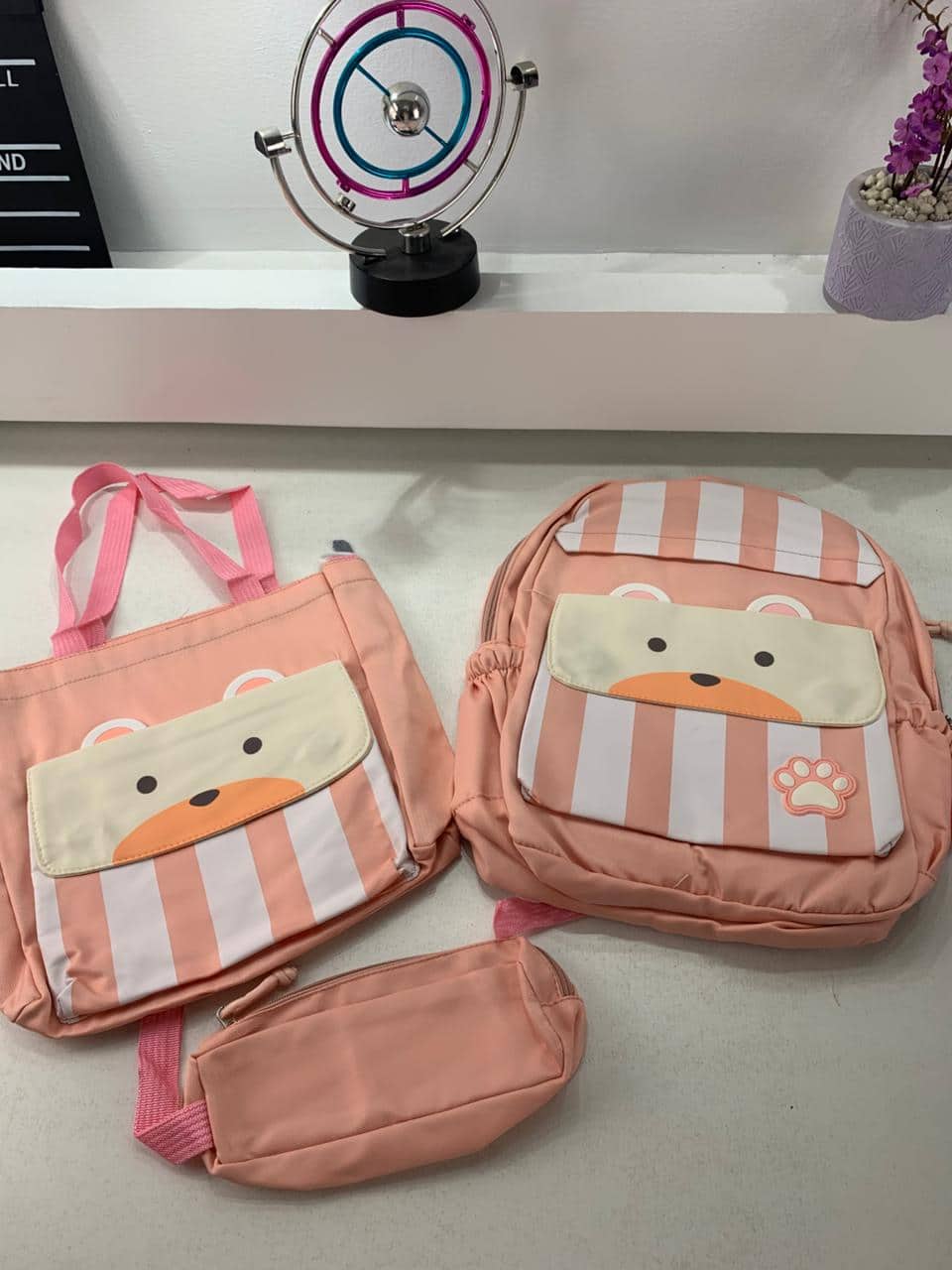 Ensemble de sacs d’école Kawai pour adolescents 3Pcs Ours Rose – محفظة 3 قطع كاواي وردي - Sac à dos et Mode - صورة 4