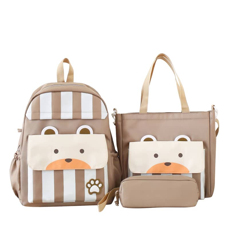 Ensemble de sacs d’école Kawai pour adolescents 3Pcs Ours Beige – محفظة 3 قطع كاواي بيج - Sac à dos et Mode - صورة 3