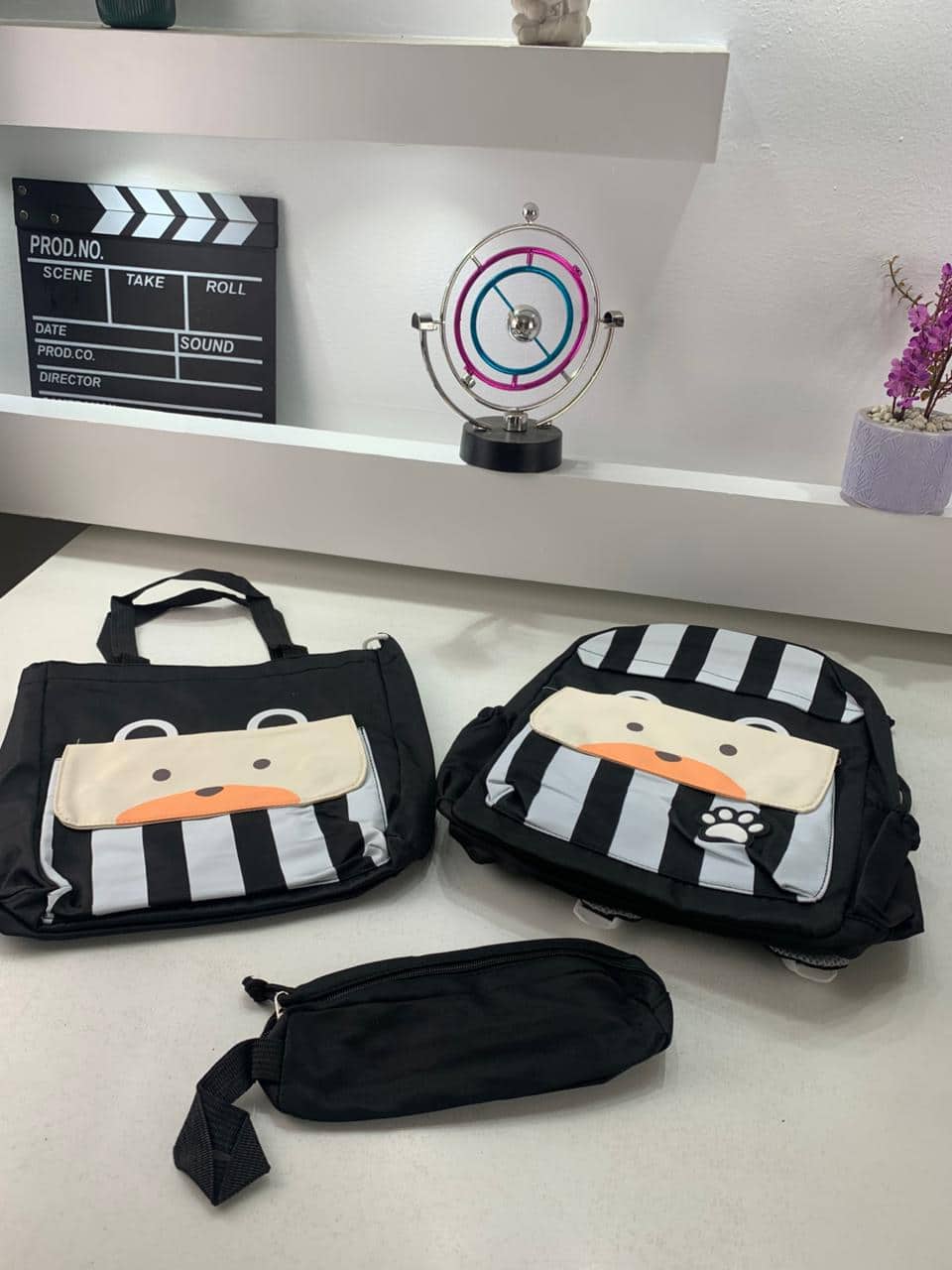 Ensemble de sacs d’école Kawai pour adolescents 3Pcs Ours Noir – محفظة 3 قطع كاواي أسود - Sac à dos et Mode - صورة 5