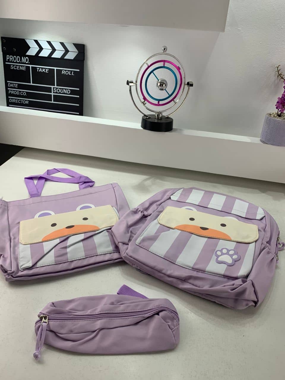Ensemble de sacs d’école Kawai pour adolescents 3Pcs Ours Mauve – محفظة 3 قطع كاواي بنفسجي - Sac à dos et Mode - صورة 6