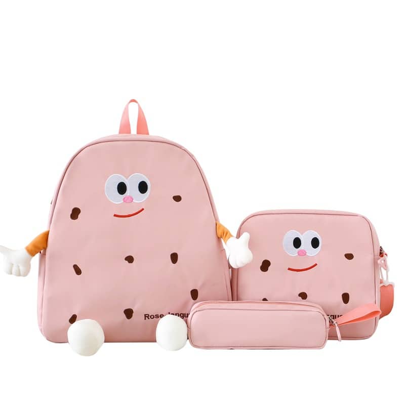 Ensemble de sacs d’école Kawai pour adolescents 3Pcs Language Rose – محفظة 3 قطع كاواي وردي - Sac à dos et Mode - صورة 2