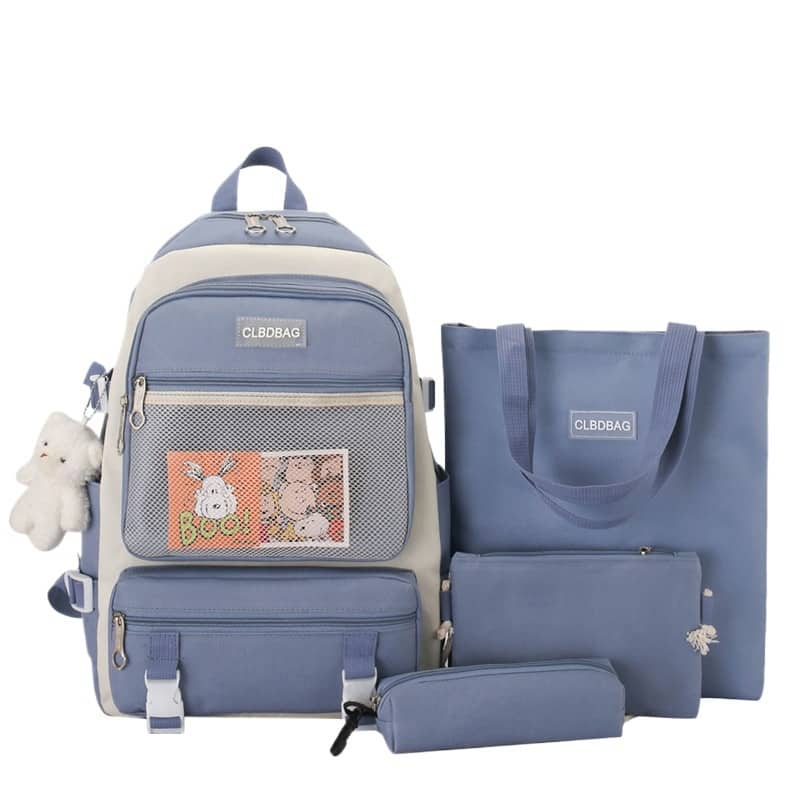 Ensemble de sacs d’école Kawai pour adolescents 4Pcs CLBD V3 Bleu – محفظة 4 قطع كاواي أزرق - Sac à dos et Mode - صورة 3