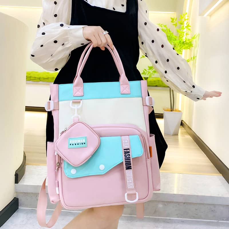 Ensemble de sacs d’école Kawai pour Enfants 2Pcs Avec Pochette Rose – محفظة 2 قطع كاواي مع محفظة صغيرة وردي - Sac à dos et Mode - صورة 2