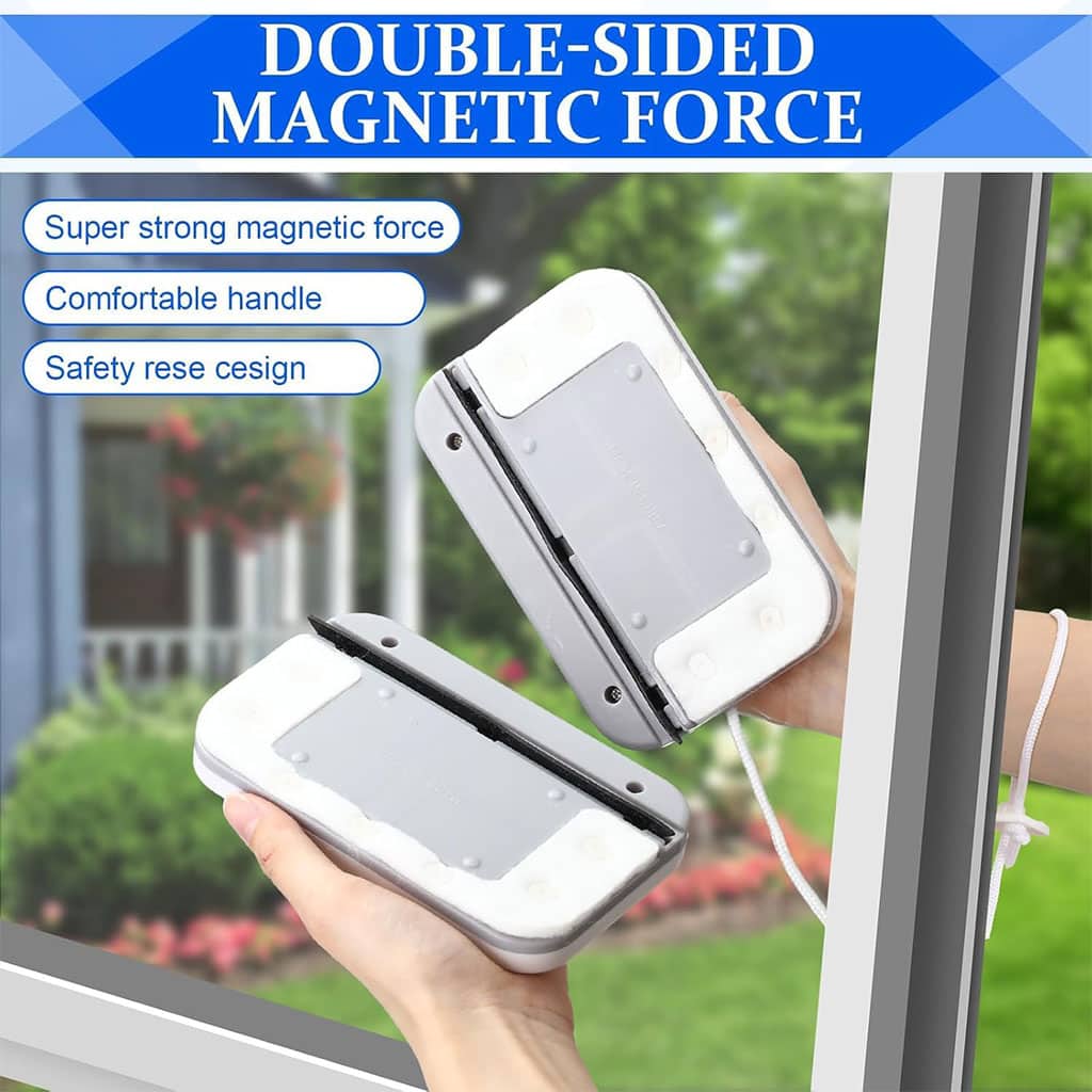 Nettoyeur de Vitres Magnétique Double Face avec Corde Antichute – ممسحة زجاج مغناطسية - Maison - صورة 2