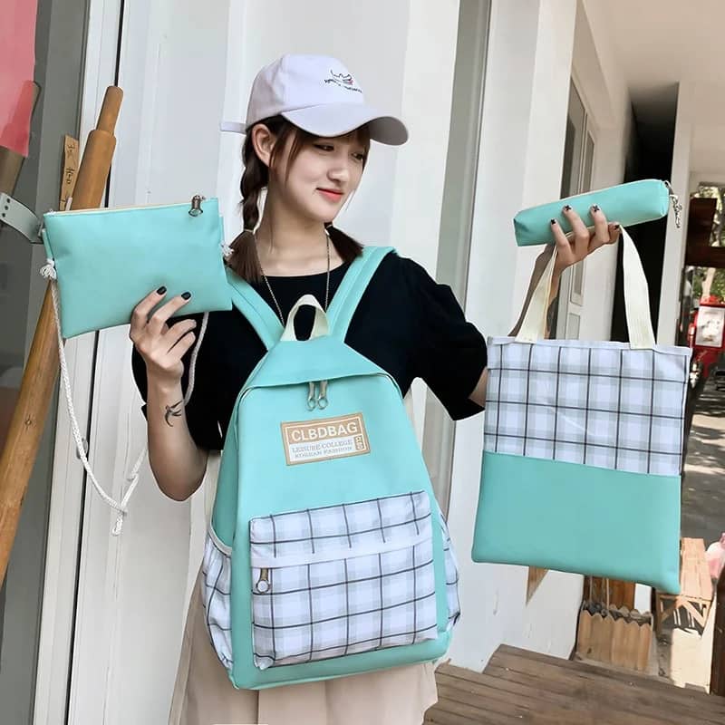 Ensemble de sacs d’école Kawai pour adolescents 4Pcs CLBD V4 Vert – محفظة 4 قطع كاواي أخضر - Sac à dos et Mode - صورة 3