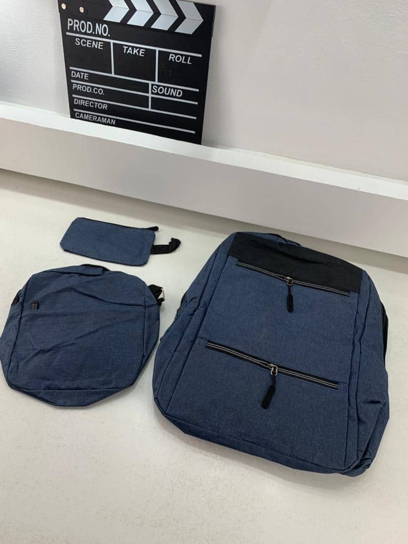 Sac à dos homme avec sac bandoulière et trousse 3en1 bleu 2775-11 – محفظة ظهر رجالية 3 قطع أزرق - Sac à dos et Mode - صورة 3