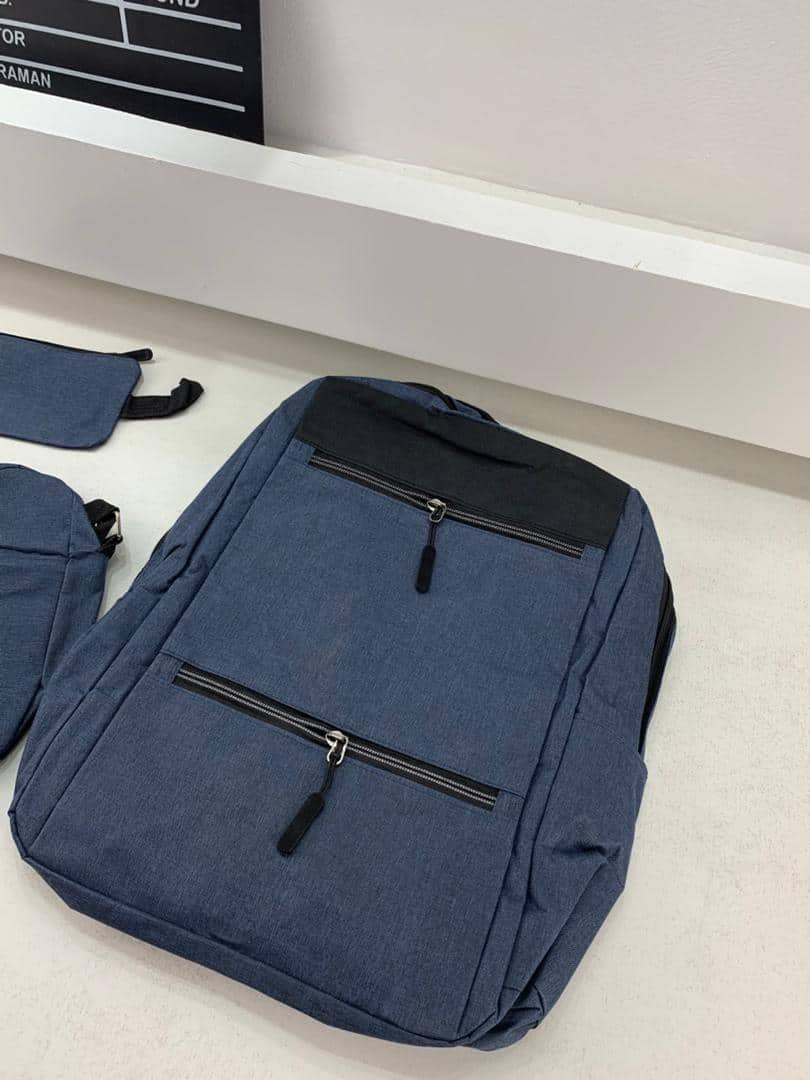 Sac à dos homme avec sac bandoulière et trousse 3en1 bleu 2775-11 – محفظة ظهر رجالية 3 قطع أزرق - Sac à dos et Mode - صورة 4