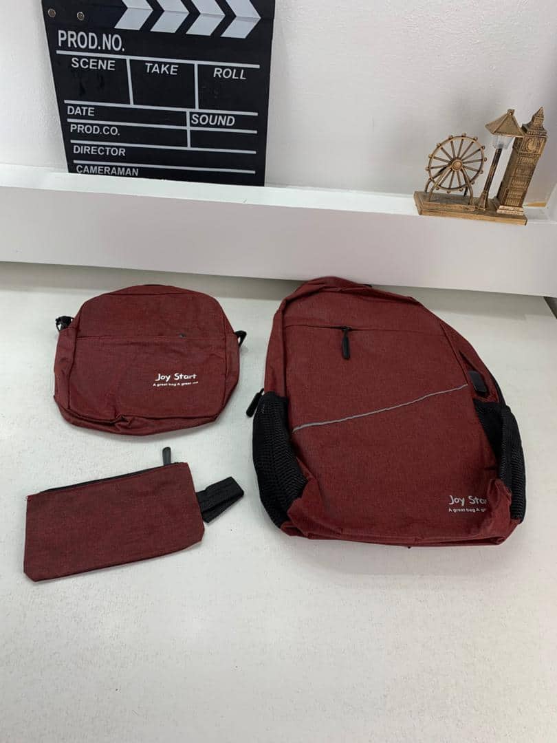 Sac à dos homme avec sac bandoulière et trousse 3en1 rouge 2755-8 – محفظة ظهر رجالية 3 قطع أحمر - Sac à dos et Mode - صورة 3