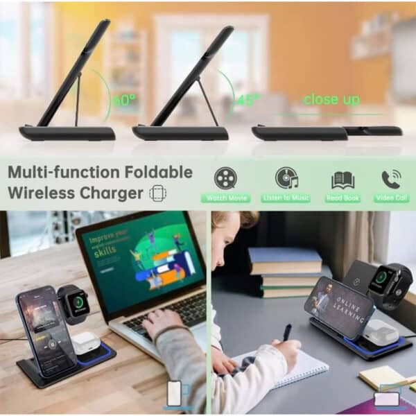 Station de charge sans fil 3 en 1 pour smartphones et appareils électroniques – شاحن لاسلكي للهاتف و الأجهزة الإلكترونية - Électronique - صورة 3