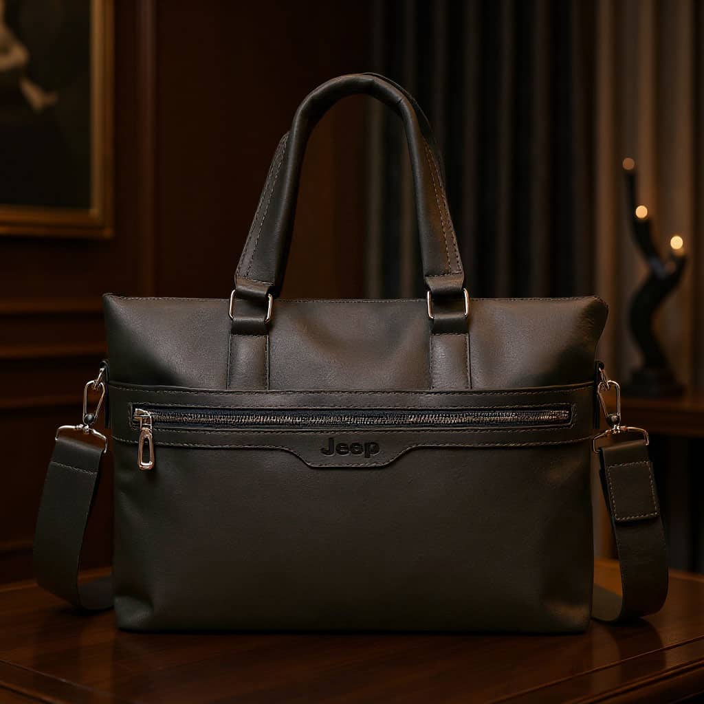 Cartable Homme en Simili Cuir Design Élégant Jeep 180551-12 Marron Foncé – حقيبة جلدية لون بني داكن - Sac à dos et Mode - صورة 2