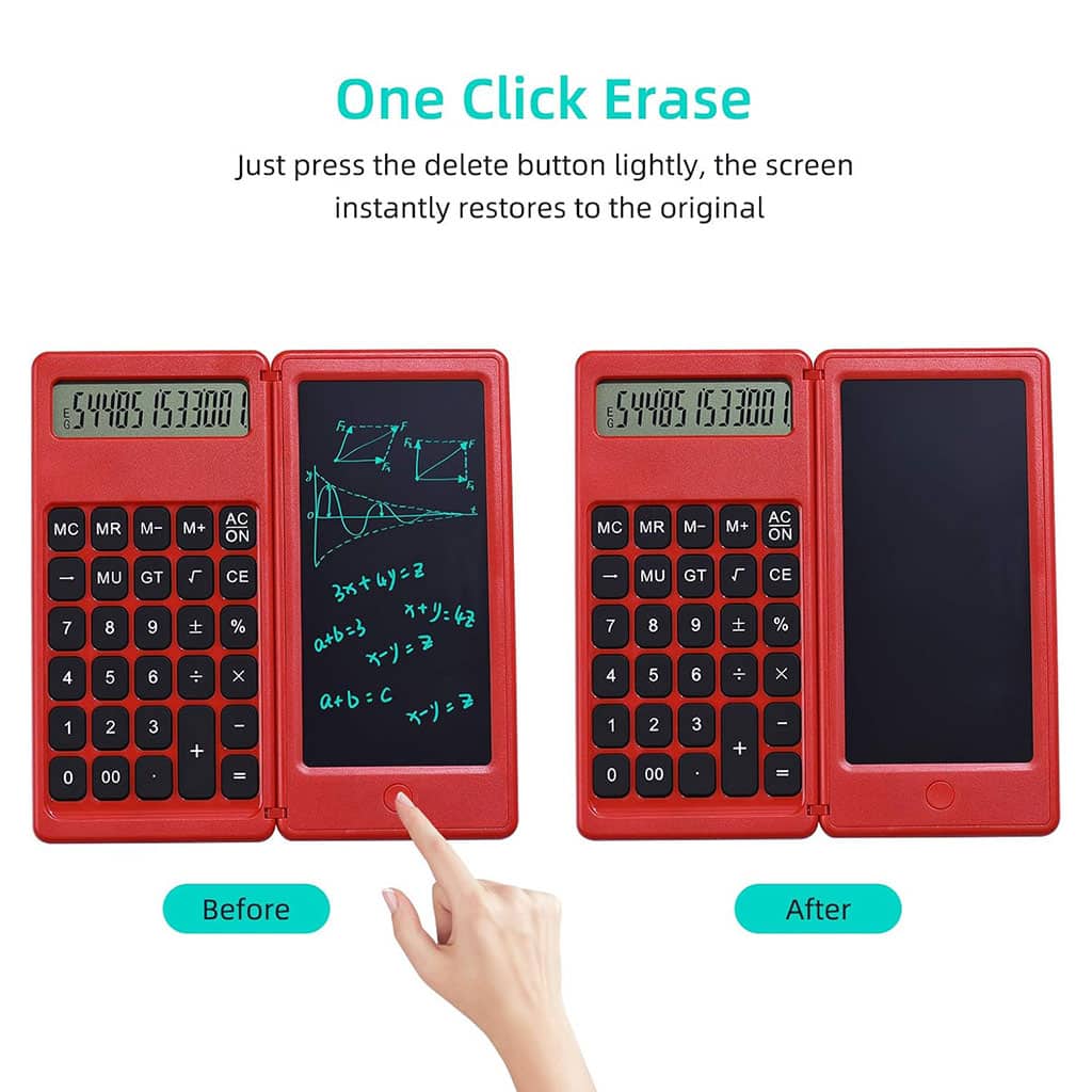 Calculatrice pliable et numérique avec tablette d’écriture LCD 6 pouces – آلة حاسبة ولوحة كتابة 2في1 - Électronique - صورة 4