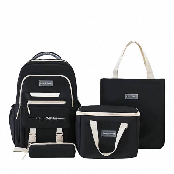 Ensemble de sac à dos kawaii 4Pcs avec porte manger isotherme noir – طقم محفظة مع حقيبة حفظ الطعام - Sac à dos et Mode - صورة 2