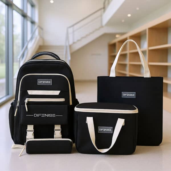 Ensemble de sac à dos kawaii 4Pcs avec porte manger isotherme noir – طقم محفظة مع حقيبة حفظ الطعام - Sac à dos et Mode - صورة 3
