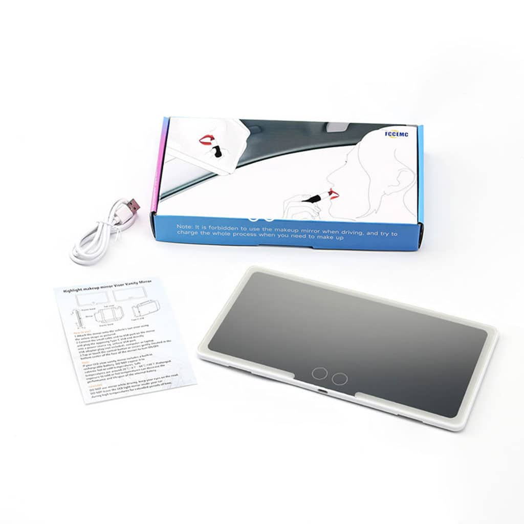 Miroir de courtoisie rechargeable double buttons avec 3 modes d’éclairage – مرآة مكياج مضيئة للسيارات - Soins et Beauté - صورة 6
