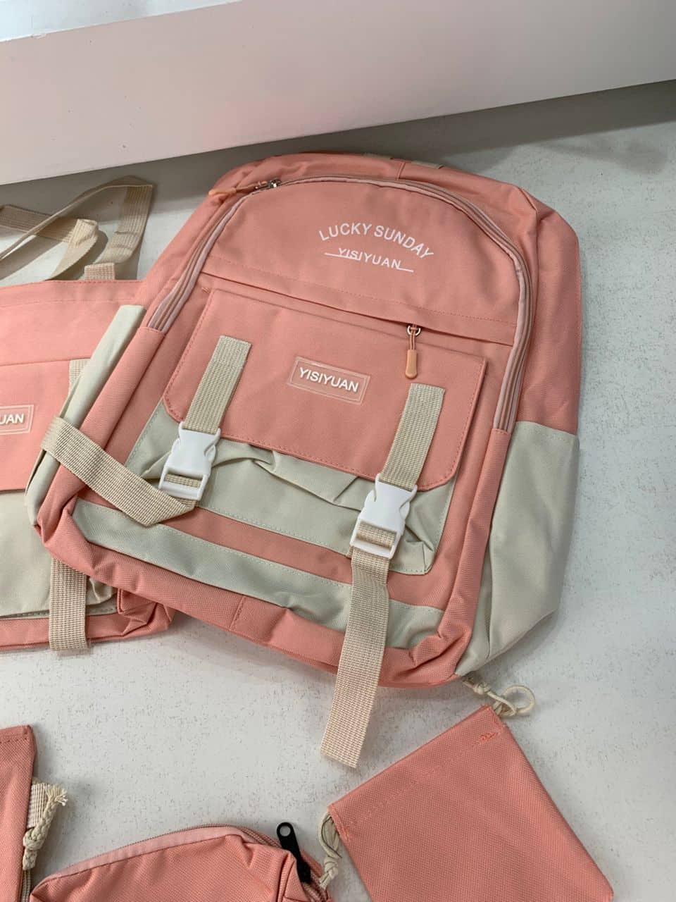 Ensemble de sacs d’école Kawai pour adolescents 5Pcs YISIYUAN Rose – محفظة 5 قطع كاواي وردي - Sac à dos et Mode - صورة 4