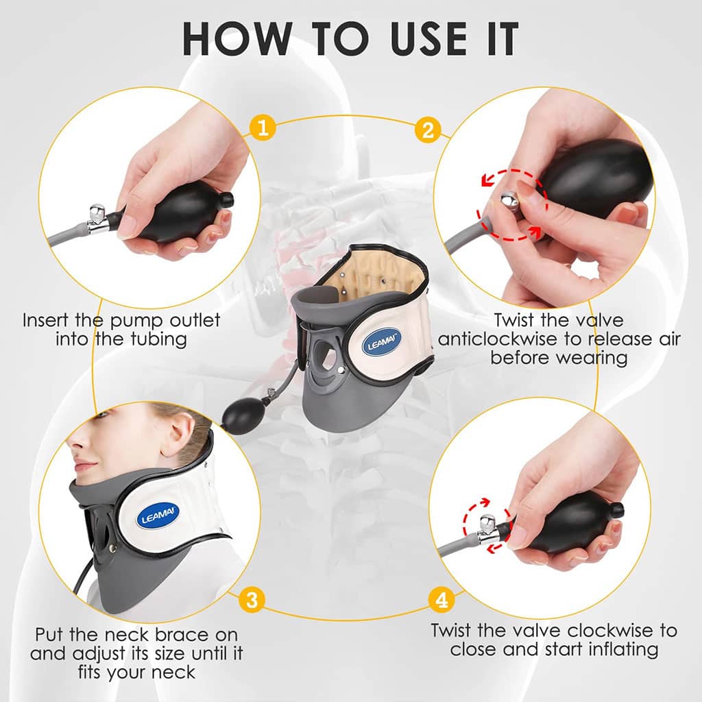 STARICARE Civière de cou gonflable et rétracteur de traction cervicale avec pompe – أداة تصحيح وضعية العنق - Divers - صورة 7