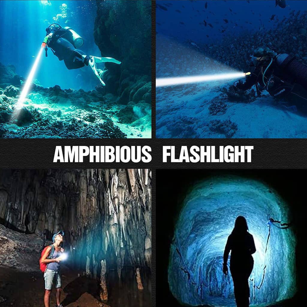 Lampe Torche Sous-Marine Étanche jusqu’à 25 mètres – مصباح تحت السباحة تحت الماء - Camping et Randonnée - صورة 2