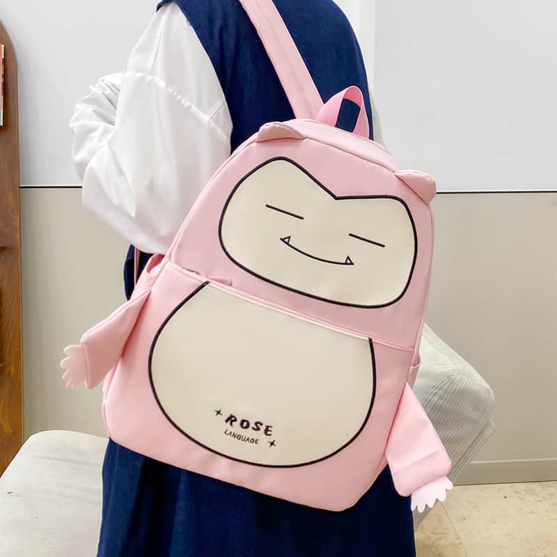 Ensemble de Sacs Snorlax 3Pcs Design Kawaii Rose- حقيبة مدرسية 3 قطع لون وردي - Sac à dos et Mode - صورة 3