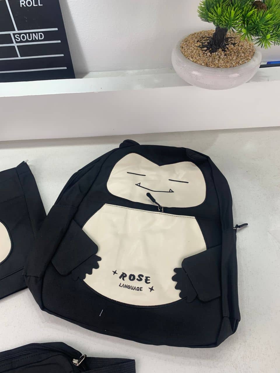 Ensemble de Sacs Snorlax 3Pcs Design Kawaii Noir – حقيبة مدرسية 3 قطع لون أسود - Sac à dos et Mode - صورة 6