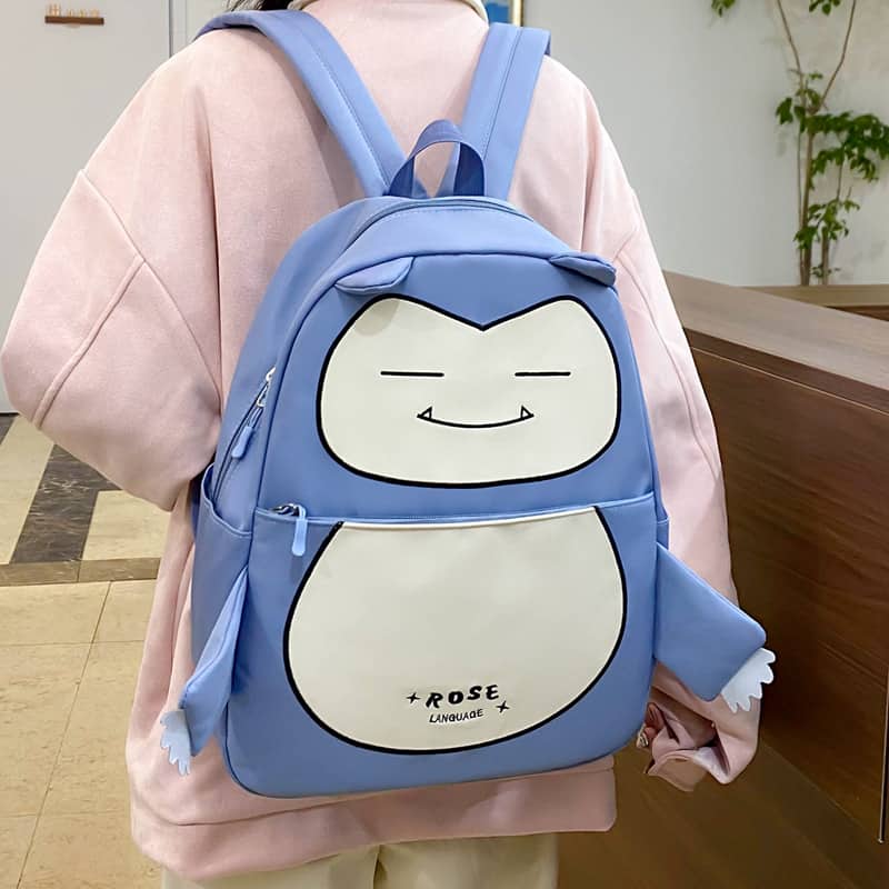 Ensemble de Sacs Snorlax 3Pcs Design Kawaii Bleu – حقيبة مدرسية 3 قطع لون أزرق - Sac à dos et Mode - صورة 2