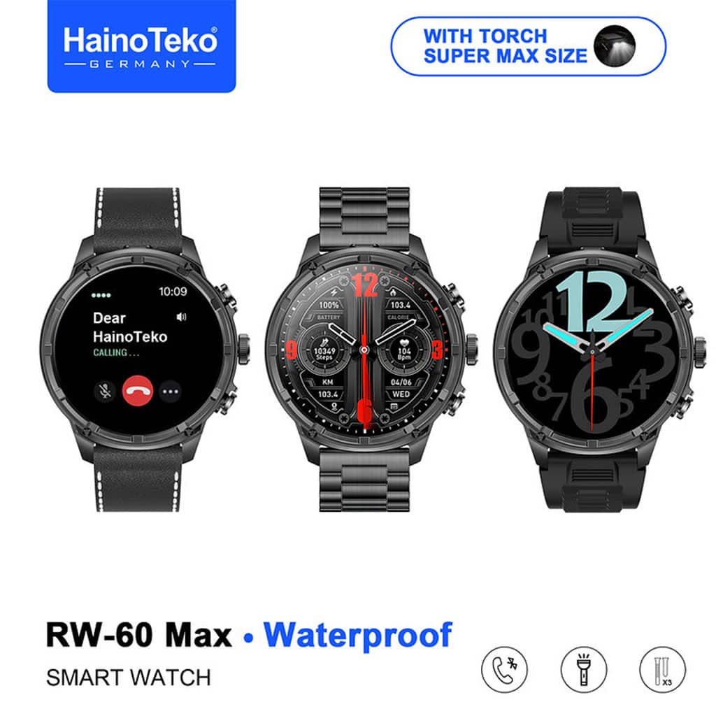 Smart Watch Haino Teko RW-60 MAX avec Lampe Torche et 3 Bracelets – ساعة ذكية أصلية - Électronique - صورة 5