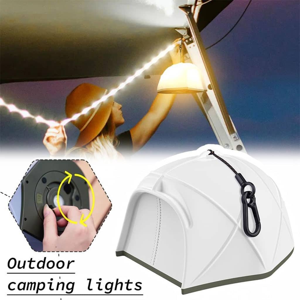 Guirlande lumineuse LED en forme de tente portable rechargeable pour camping – مصباح تخييم على شكل خيمة - Camping et Randonnée - صورة 3