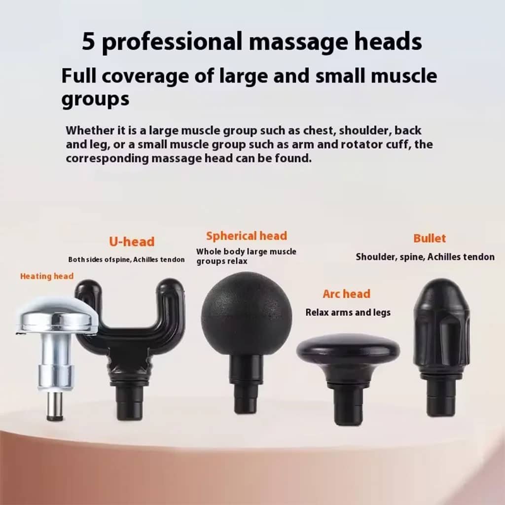 Appareil de Massage Rechargeable Portatif avec 5 Têtes Interchangeables – جهاز تدليك محمول قابل للتثبيت - Soins et Beauté - صورة 5