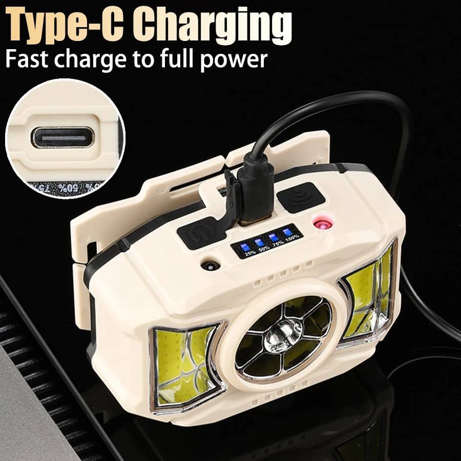 Lampe frontale LED COB à induction Rechargeable par USB 5 Modes – مصباح رأس قابل للشحن - Camping et Randonnée - صورة 5