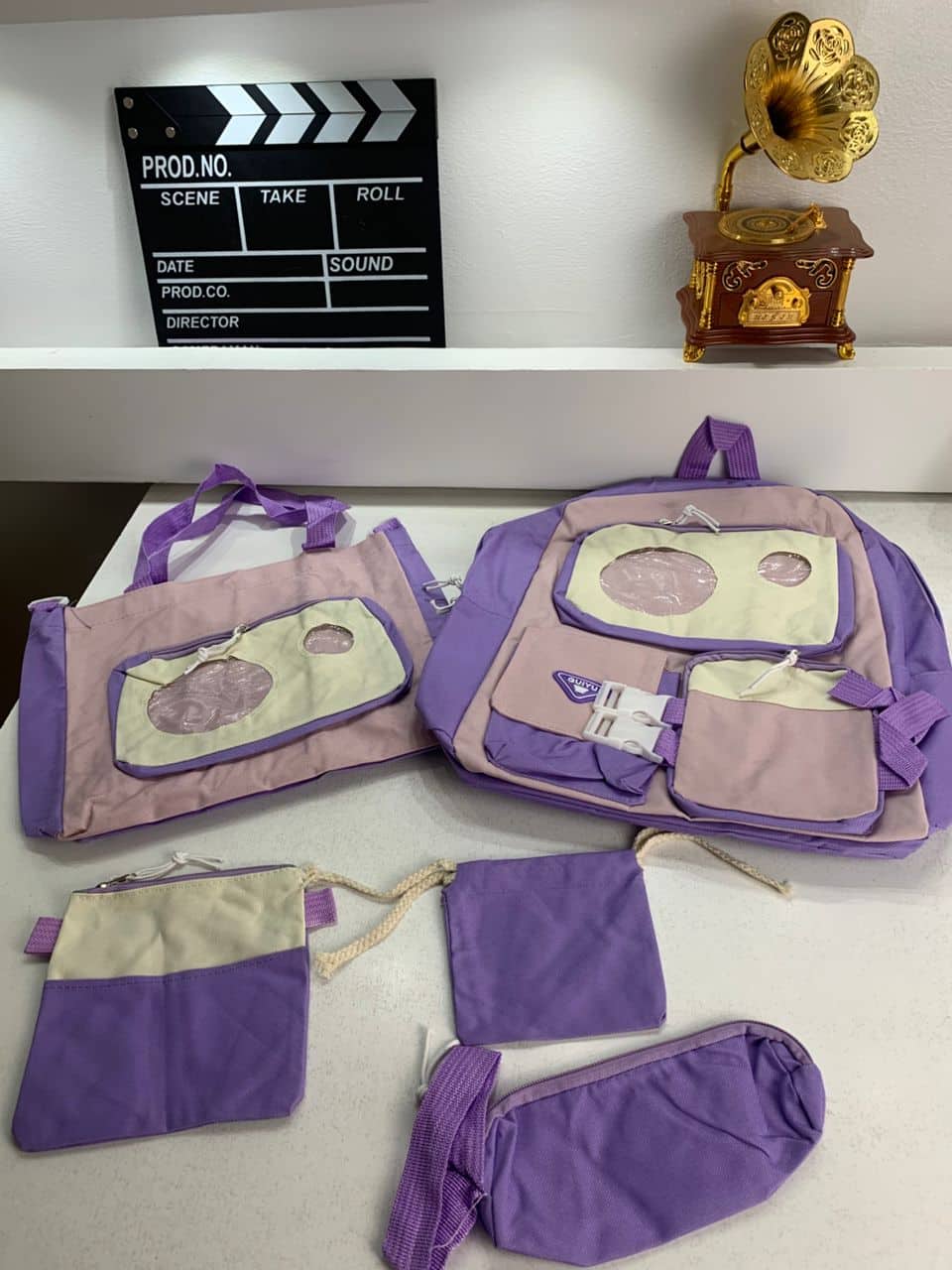 Ensemble de sacs d’école Kawai pour adolescents 5Pcs Guiyu V2 Mauve – محفظة 5 قطع كاواي بنفسجي - Sac à dos et Mode - صورة 4