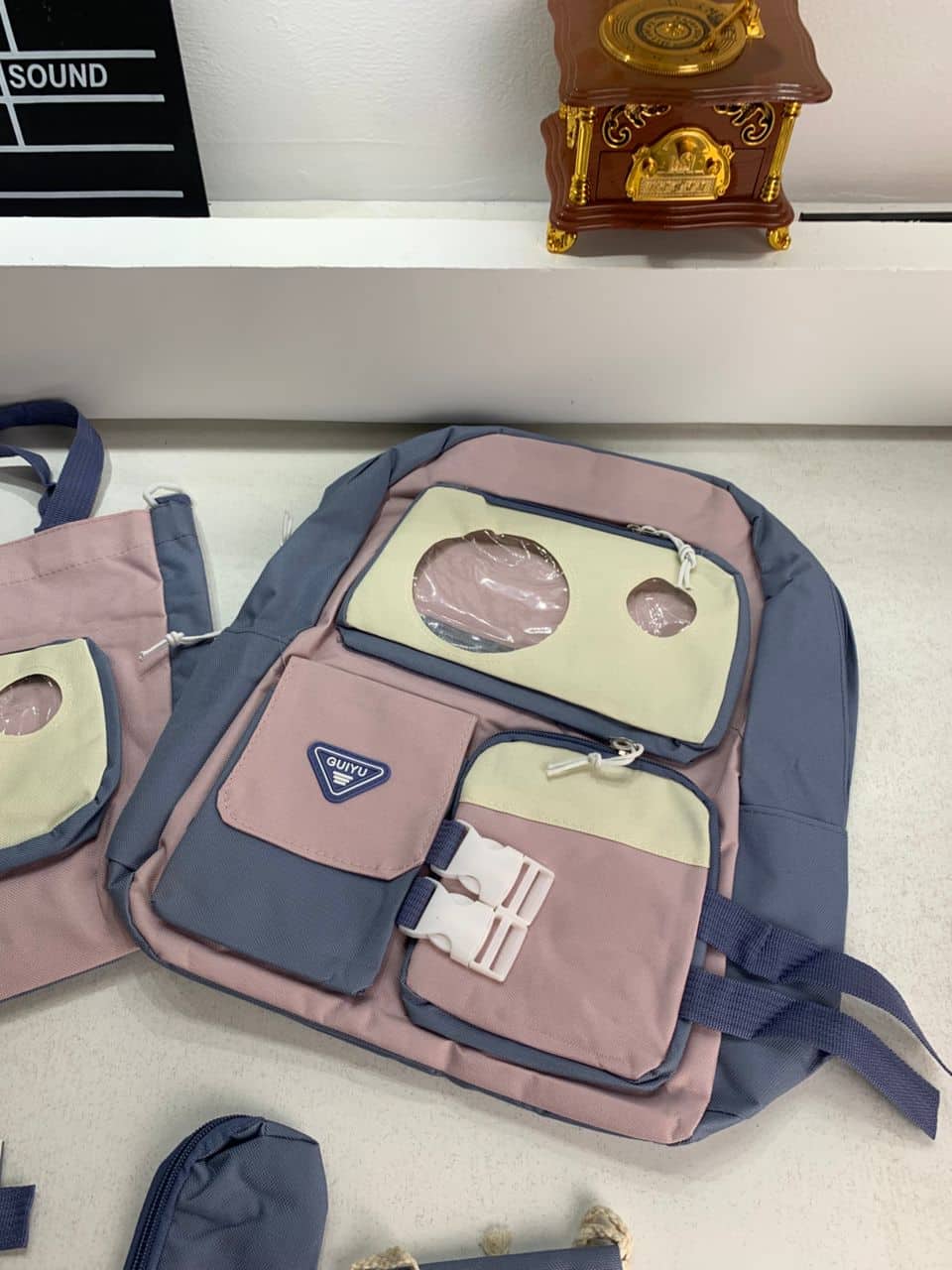 Ensemble de sacs d’école Kawai pour adolescents 5Pcs Guiyu V2 Bleu – محفظة 5 قطع كاواي أزرق - Sac à dos et Mode - صورة 5