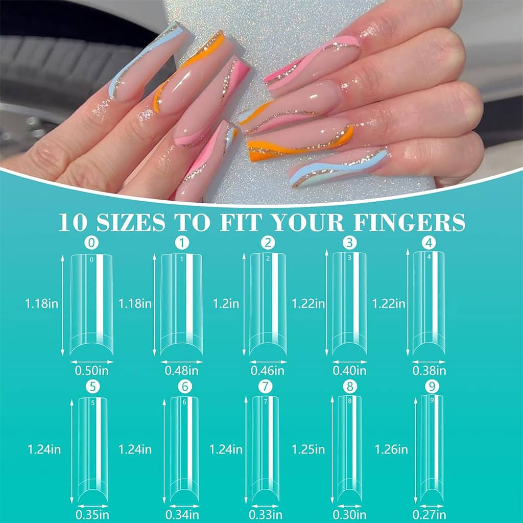 100PCS faux ongles carrés transparents professionnels en acrylique – طقم أظافر صناعية - Soins et Beauté - صورة 5